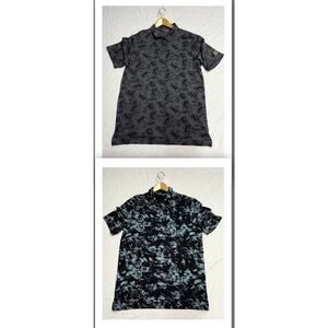 Lot of 2 Travis Mathew Performance Polo Golf Shirt Men’s size L all over print